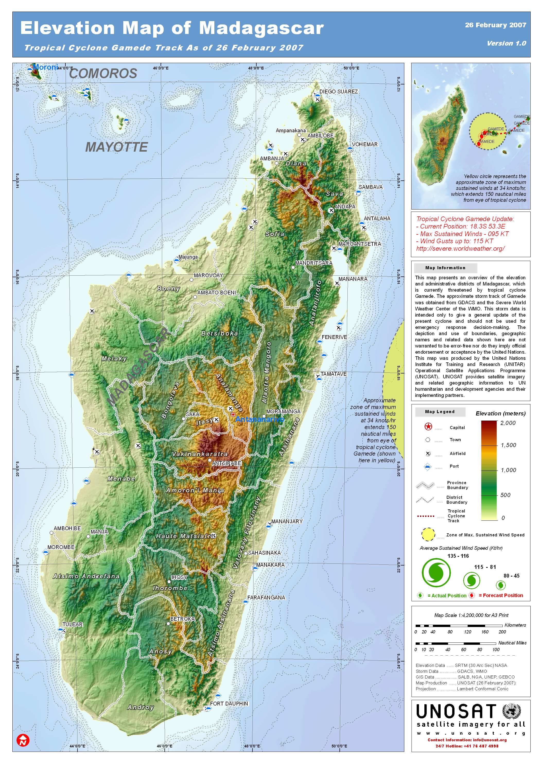 Large Detailed Elevation Map Of Madagascar 